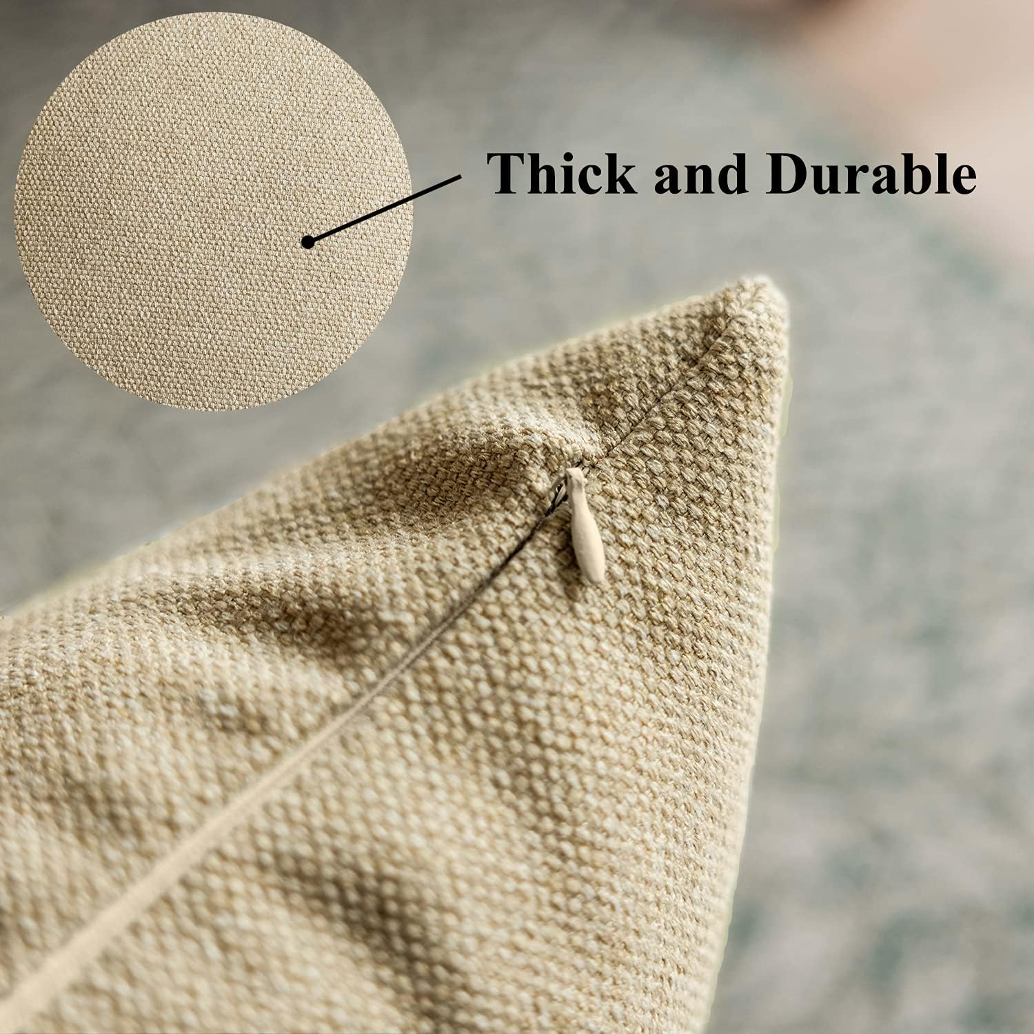 Home Brilliant 24x24 Pillow Covers Set of 2 Cotton Linen Cream Beige Euro Sham Covers Accent Pillows Covers for Couch Patio Chair, 60x60 cm, Light Linen
