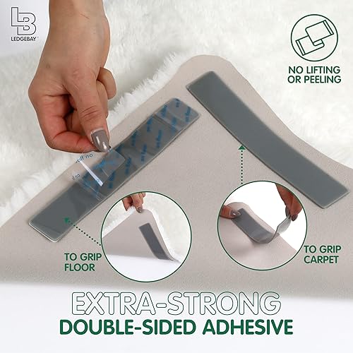 Miniatura 5 de Almohadillas antideslizantes para alfombras 17 adhesivos de sujeción reutilizables para esquinas de alfombras, antideslizantes, para pisos laminados