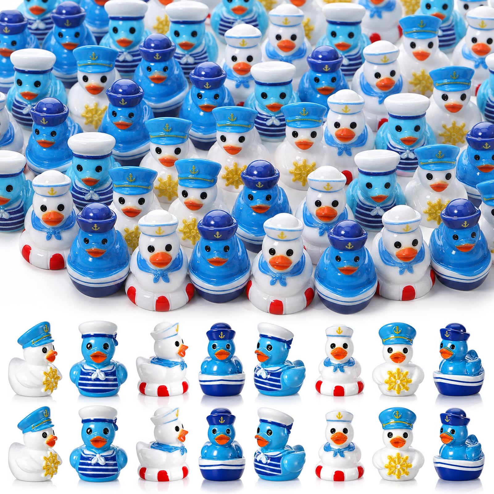 GGSTDDUP 60pcs Sailor Cruise Ducks Toy Figures, Tiny Cruise Ducks Figures