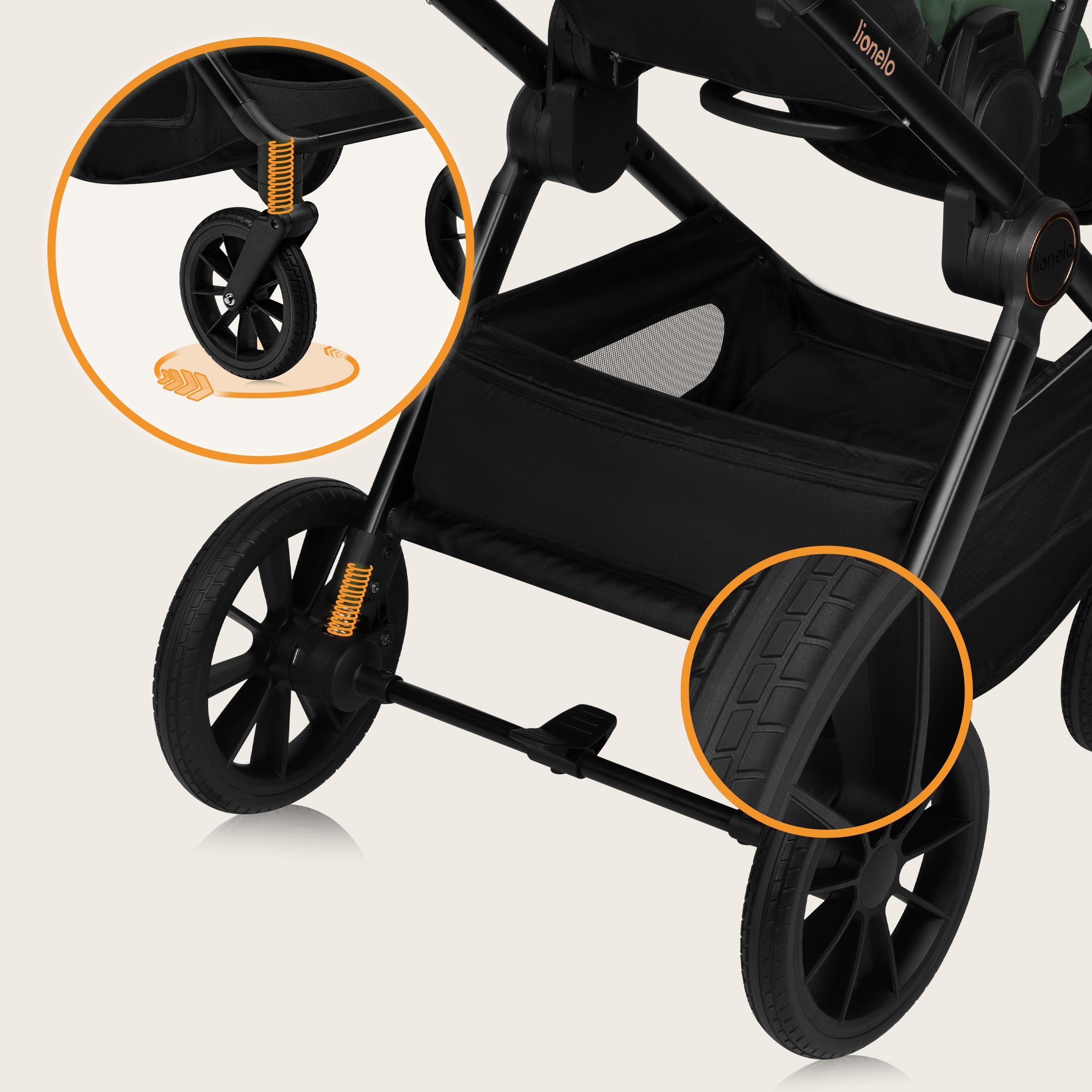 LIONELO LAYLA 2 w 1 Wózek Spacerowy Dziecięcy 0-48 miesięcy do 22 kg Gondola do 9 kg, Regulacja Oparcia i Podnóżka, AiryDots, Obrotowe Koła PU 360° Pełna Amortyzacja Budka XXL