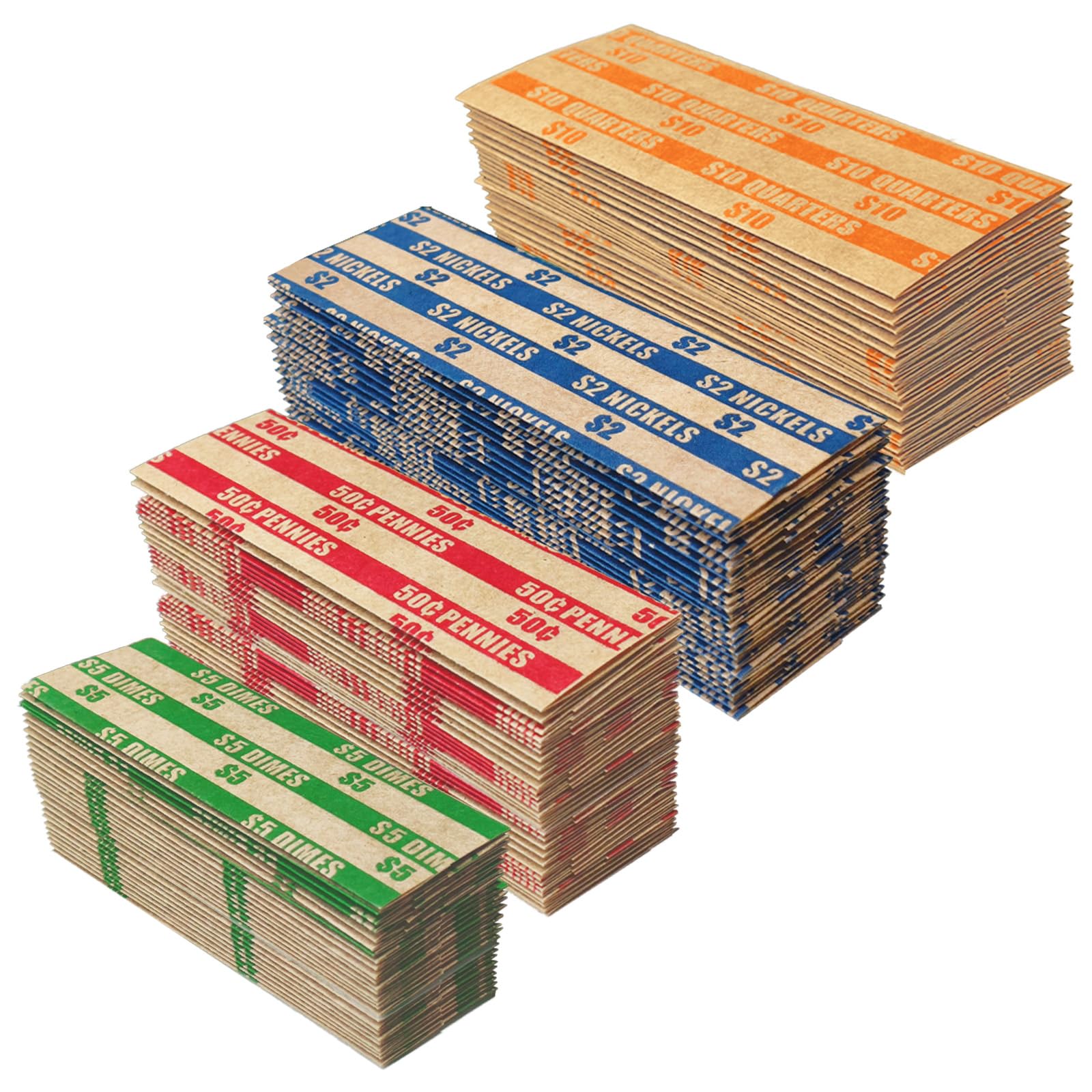 600 Pcs Coin Wrappers, 150 Each for Quarter, Pennie, Dime, Nickel