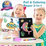 FUNNYB&G Foil Art Kit - Foil Crafts for Kids 4-8, 4-9 Year Old Girl Gifts, Kids No Mess Art and Craft, Girls Gifts 8-12, Travel Toys, Fun DIY Kid, Birthday Activity Book