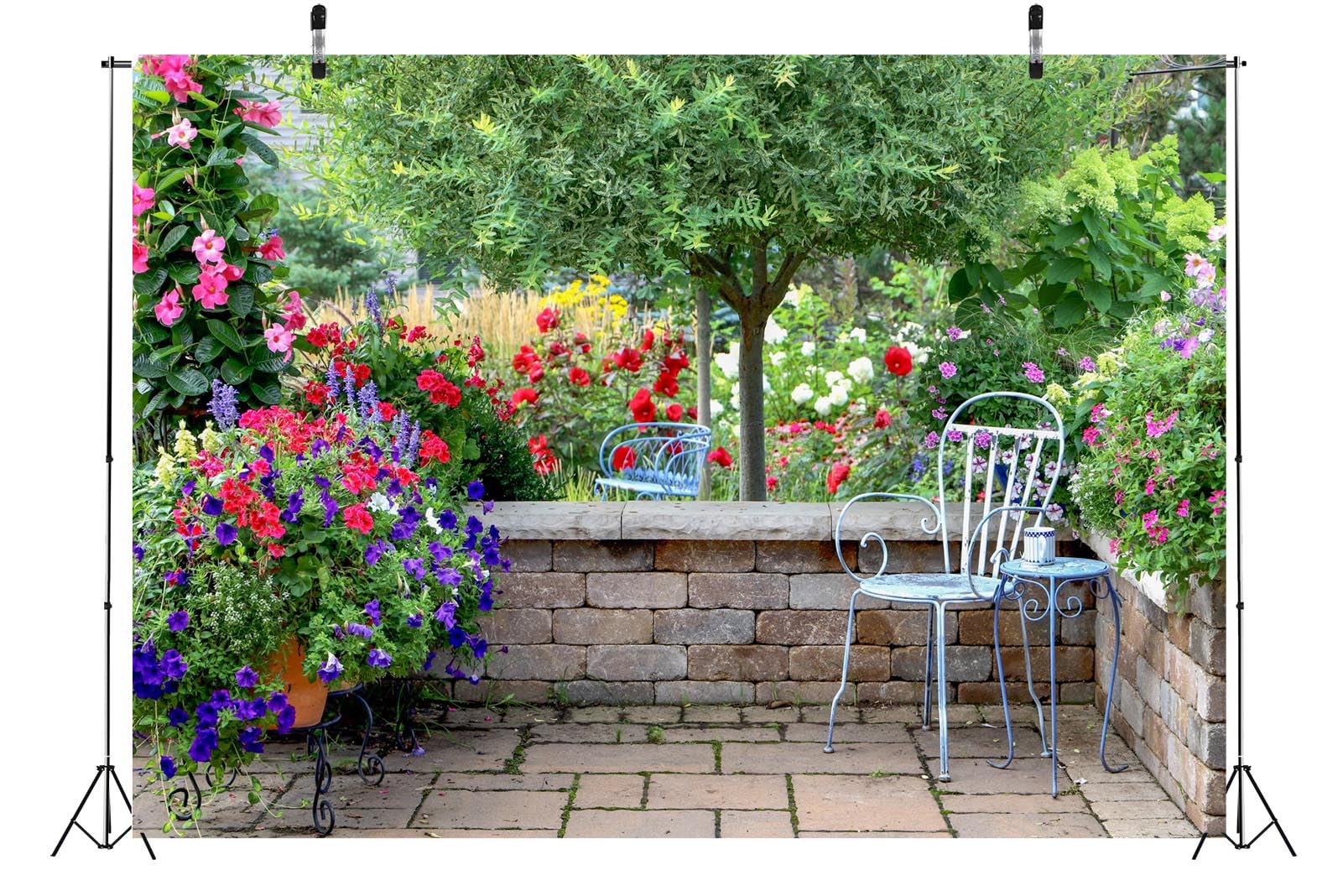 BELECO 7x5ft Fabrc Romantc Secret Garden Backdrop Colorful Bloomng