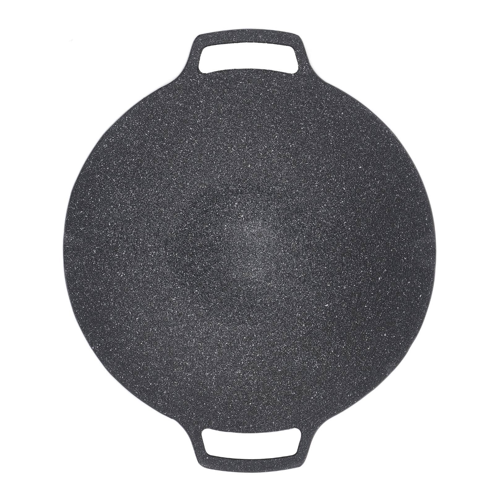 Plancha redonda antiadherente de aleación de aluminio, sartén con doble Mango para barbacoa, Camping, Picnic, cocina al aire, uso en cocina interior (33CM)