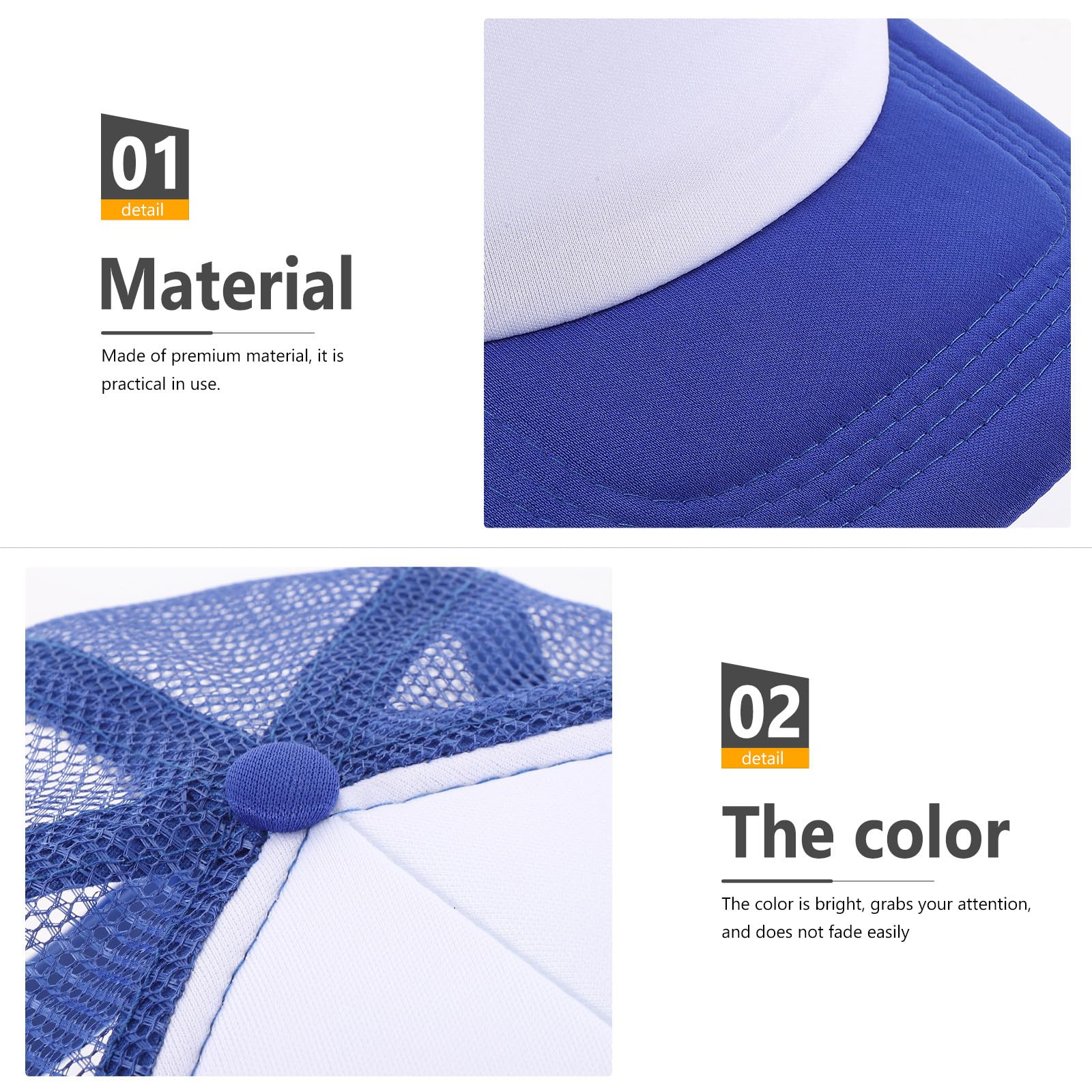 10 Cappelli Baseball Vuoti per Sublimazione in Poliester Spugna Blu, Berretti Traspiranti DIY per Trasferimento Termico, per Pesca e Campeggio