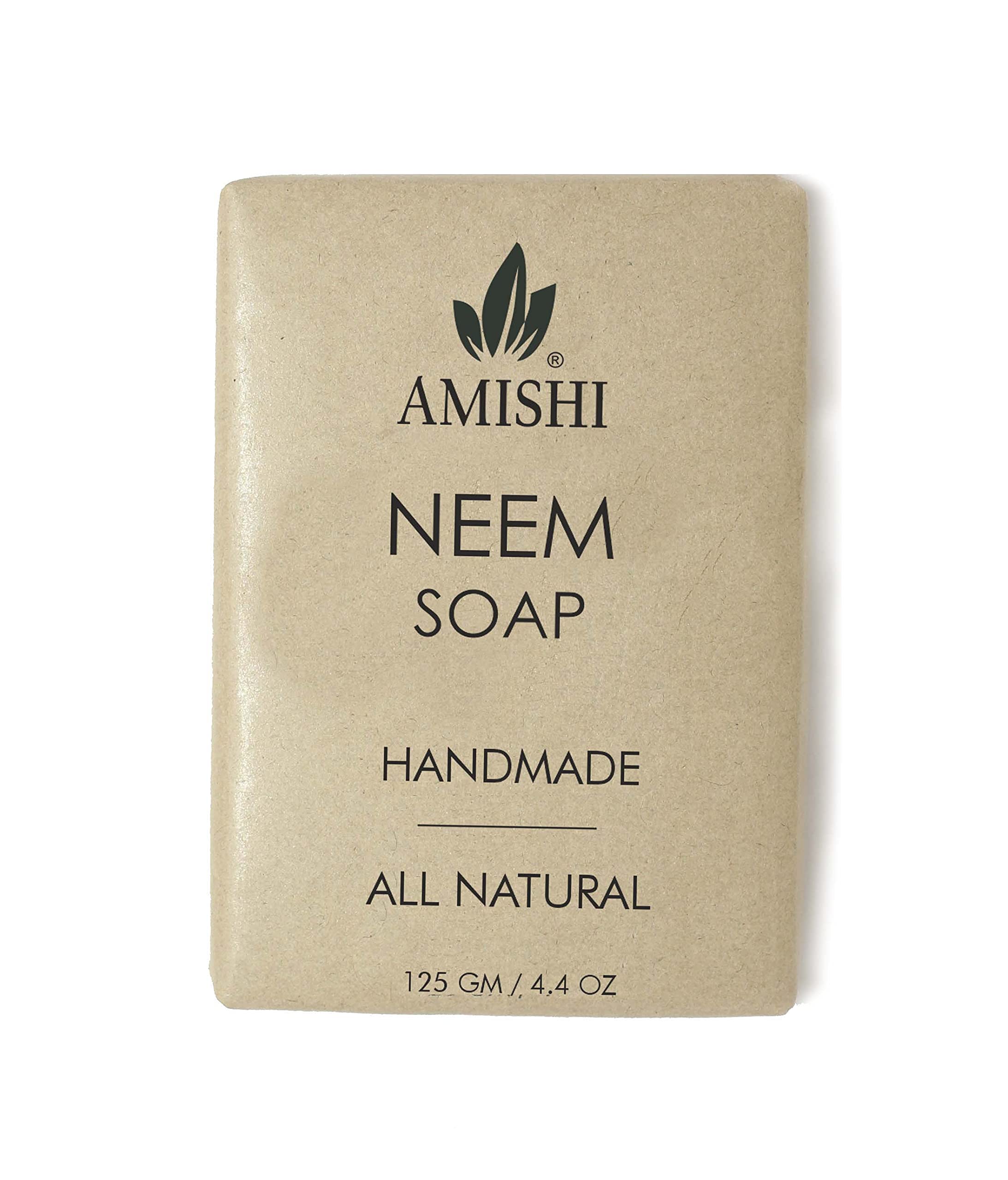 Amishi Ayurvedic Handmade Neem Soap with Vit E For Antibactrial, Antifungle Soap, 125 g