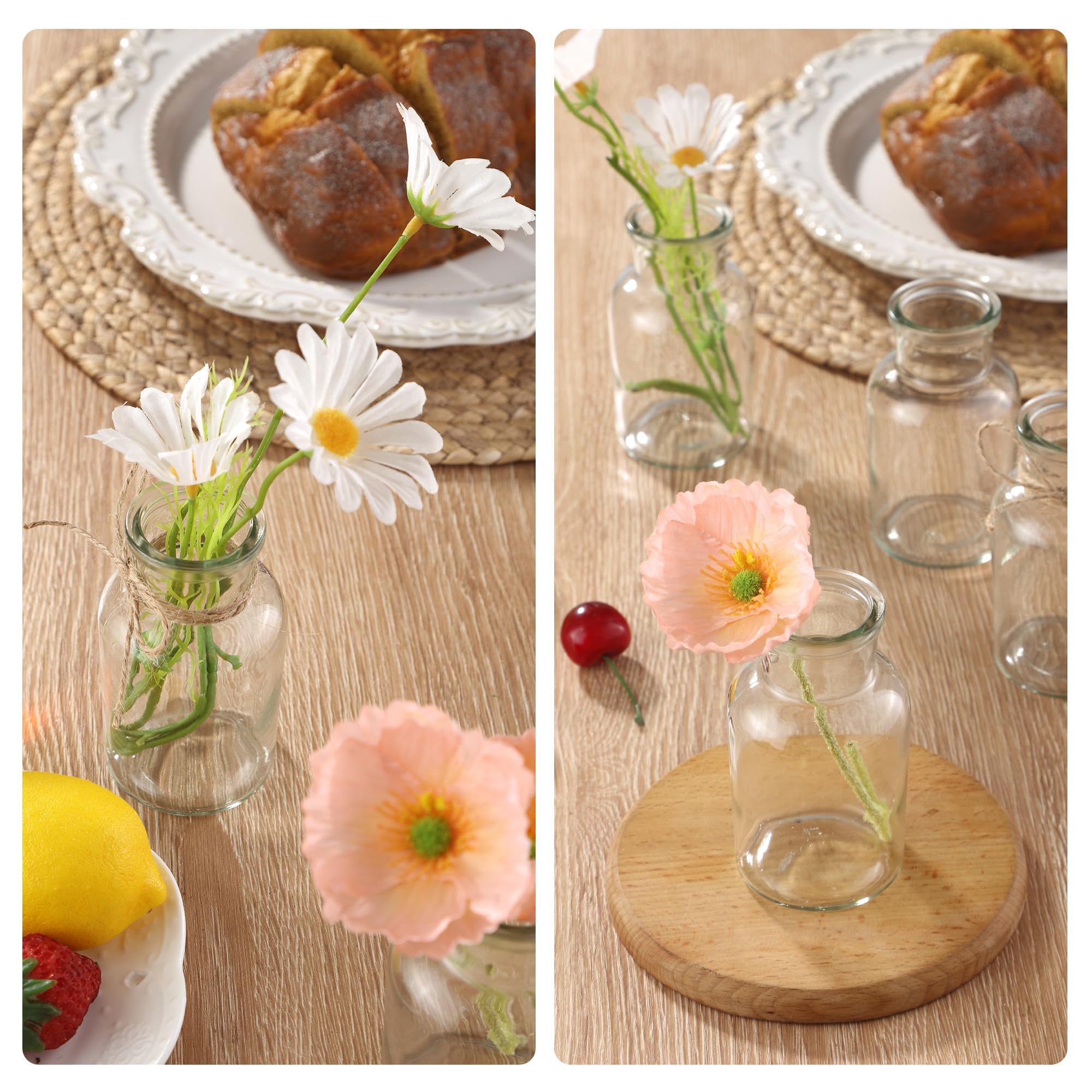 Set Di 12 Mini Vasi In Vetro Con Corda Di Iuta - Decorazione Per Matrimoni E Feste - Foto 10