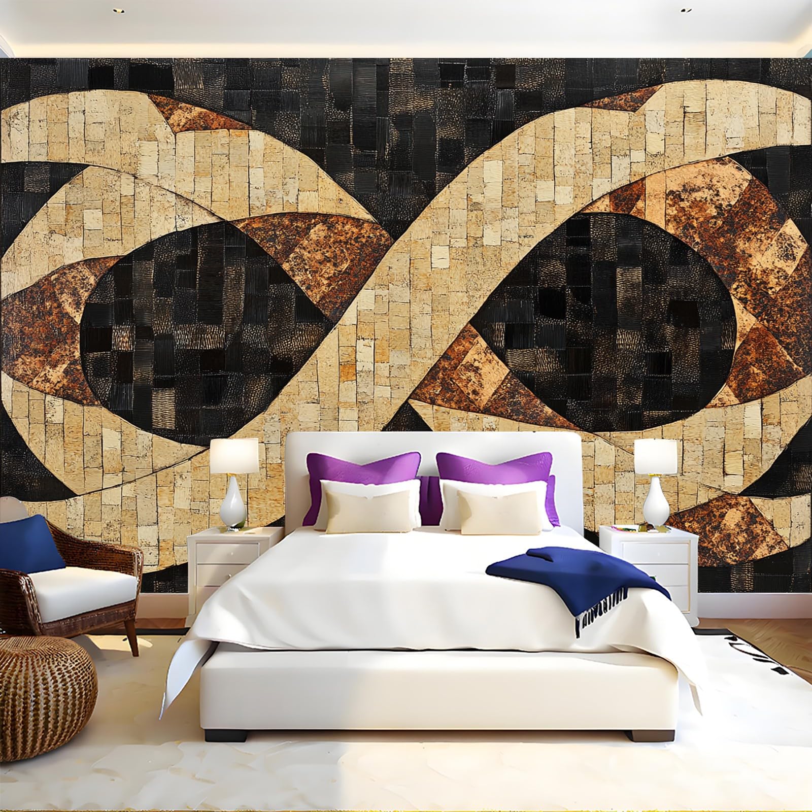 Adesivi Murali pelle di serpente e nastri 3D Fotomurale 250 x 175 cm astratto Moderno Poster Murale Gigante per Bambini Camera da Letto Parete
