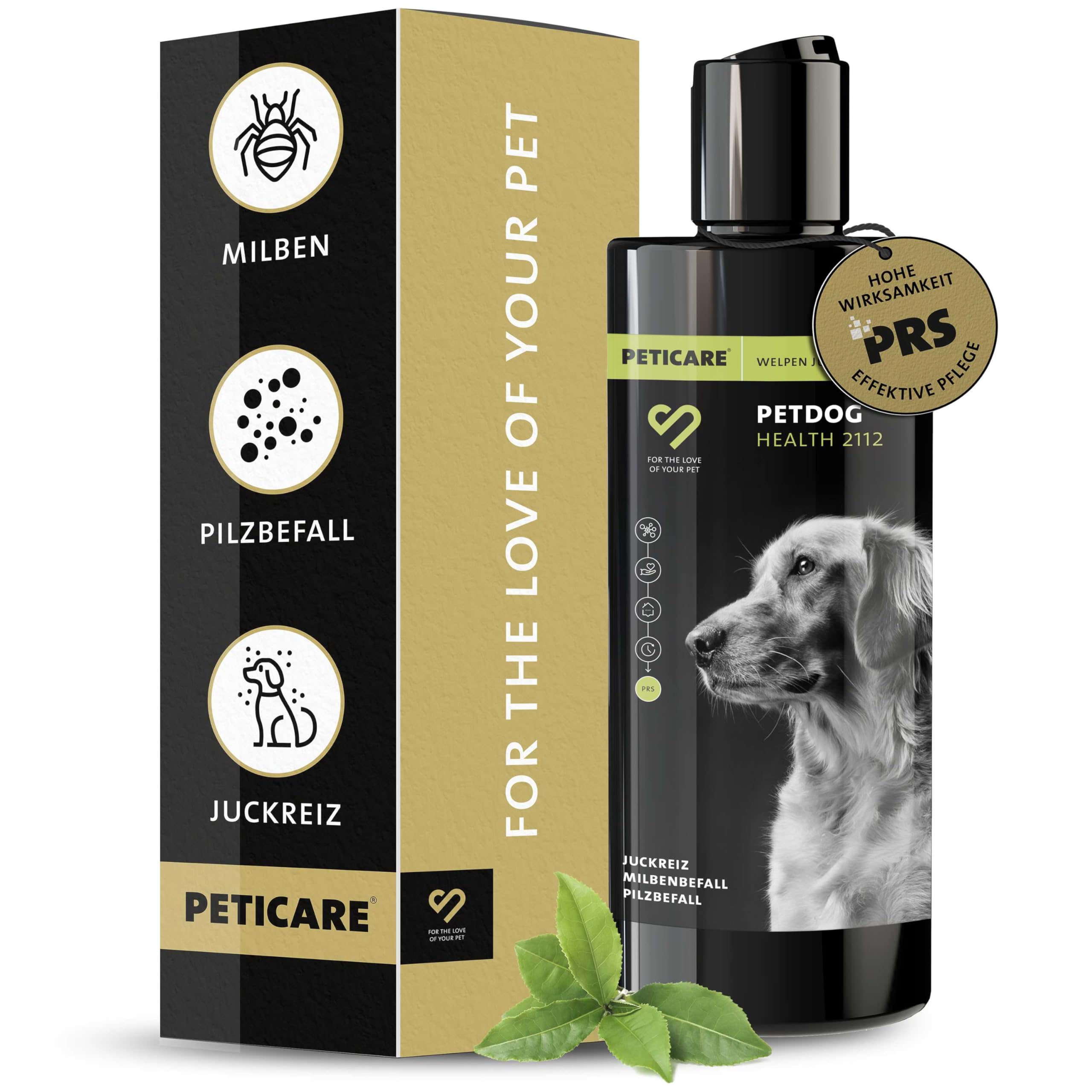 Peticare Anti-Parasiten Jung-Hunde & Welpen-Shampoo | gegen Milben Flöhe Pilze | lindert Juckreiz & fördert Regenerationsprozess | einzigartiges PRS® System für Lange Wirkung – petDog Health 2112