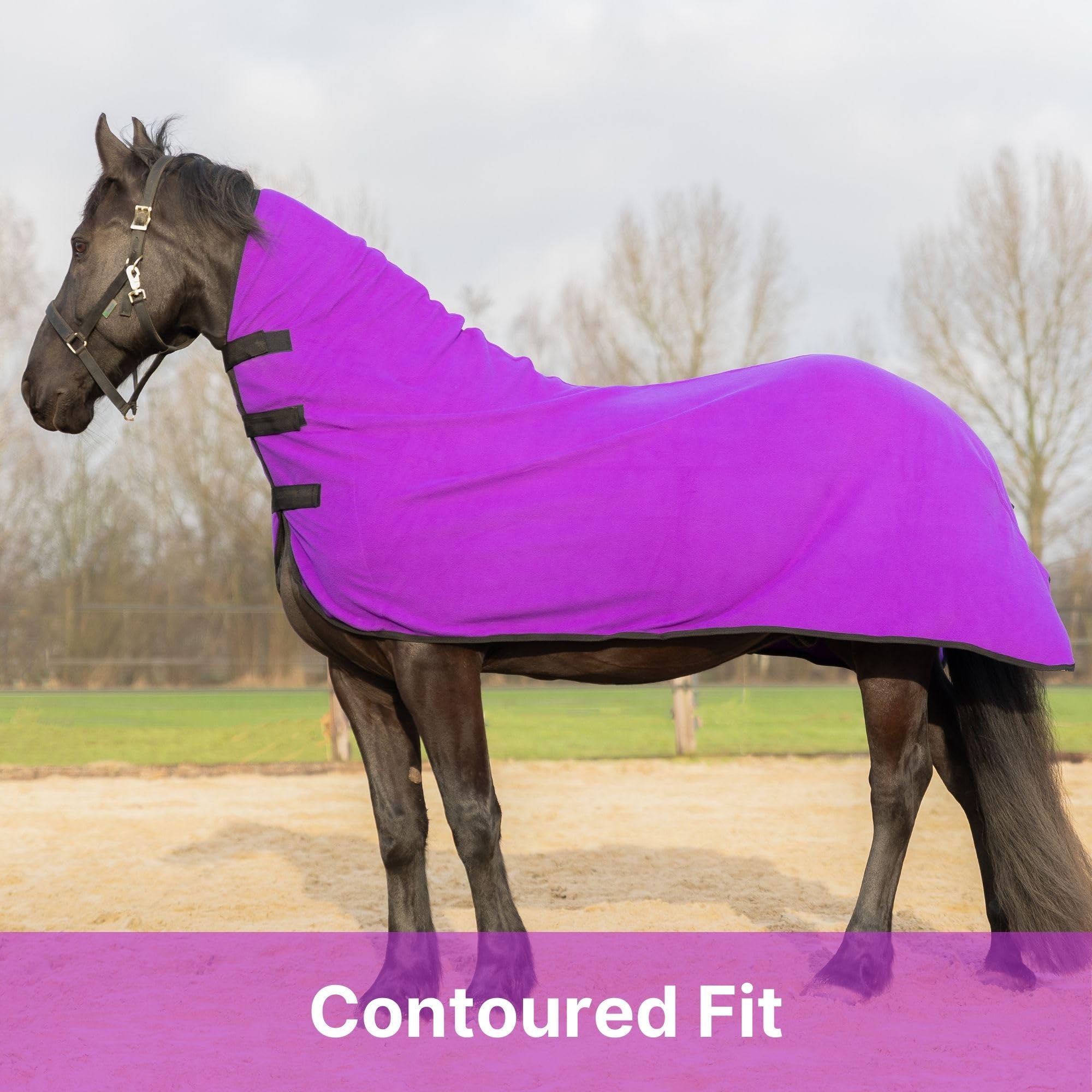 RESISTANCE Enfriador de contorno de forro polar suave de larga duración y cálido para caballo (XL (80-82 pulgadas), morado