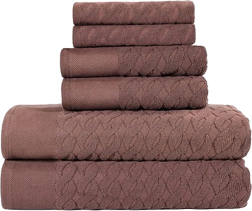 SUPERIOR Juego de 6 toallas de algodón turco jacquard de espiga de algodón turco ultra afelpadas para baño, ducha, spa, accesorios para el hogar,