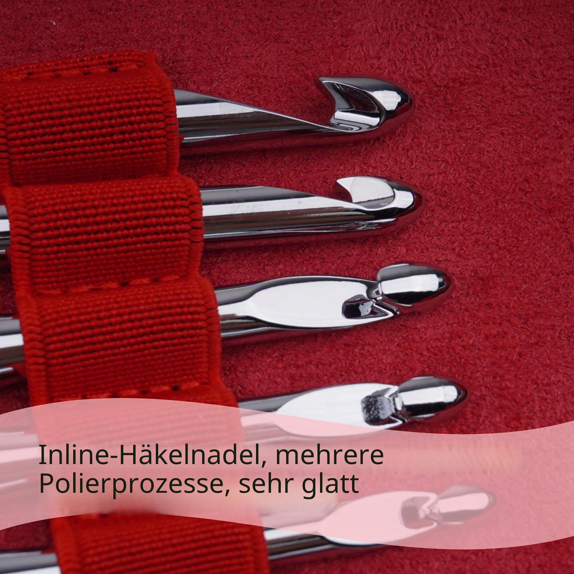 Austauschbares ergonomisches Häkelnadel-Set, Inline-Anfänger-Häkelnadel-Set, glatter Griff, Holzgriff mit rotem Etui für arthritische Hände, 9 Größen, 3,5 mm - 8 mm | Leichtes Häkelnadel-Set, glatter Metallhaken, Häkelnadeln für arthritische Hände, Anfäng