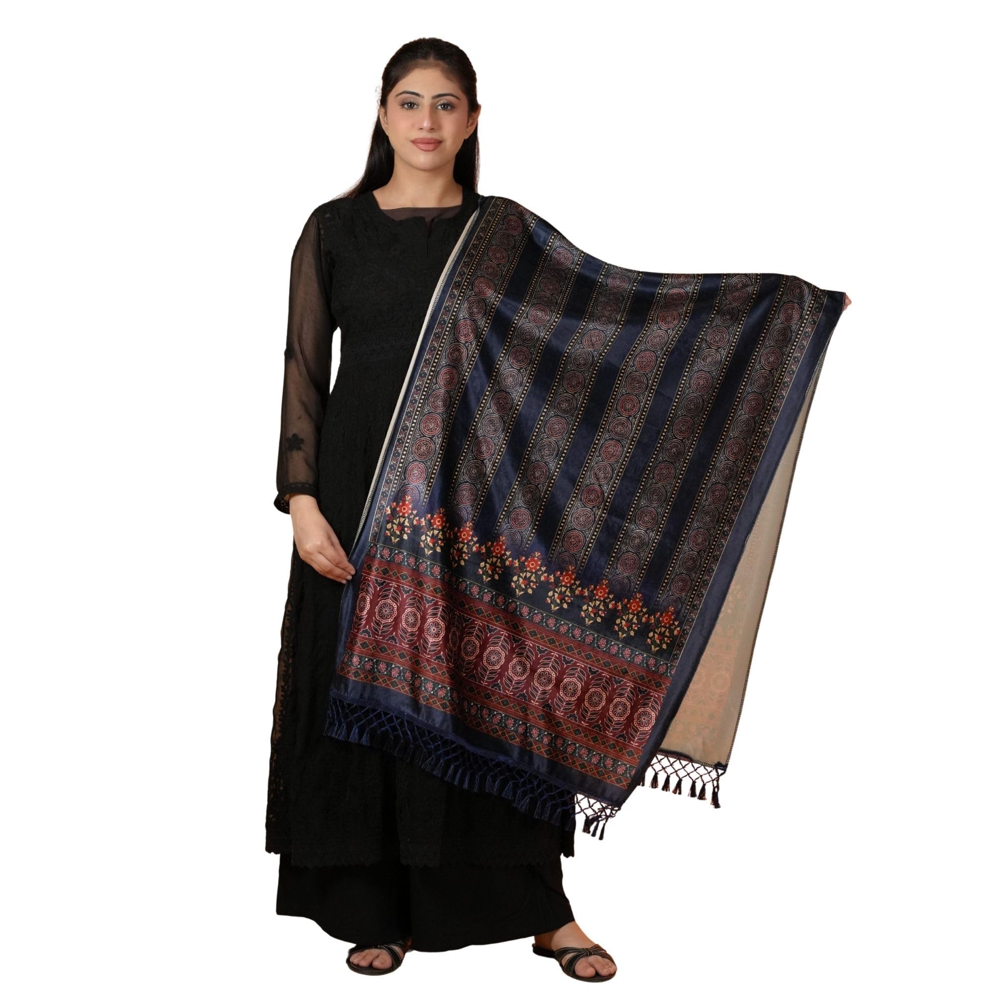 Velvet Printed Women Shawl | Blue-image-24