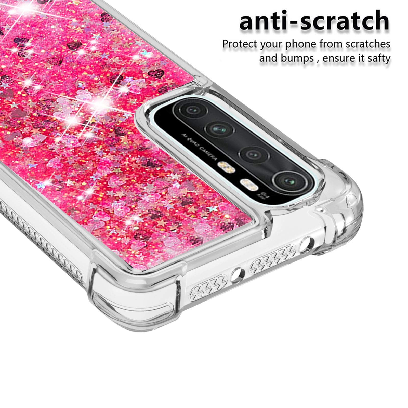 Anreixx Custodia glitterata per Xiaomi Mi Note 10 Lite, Cover