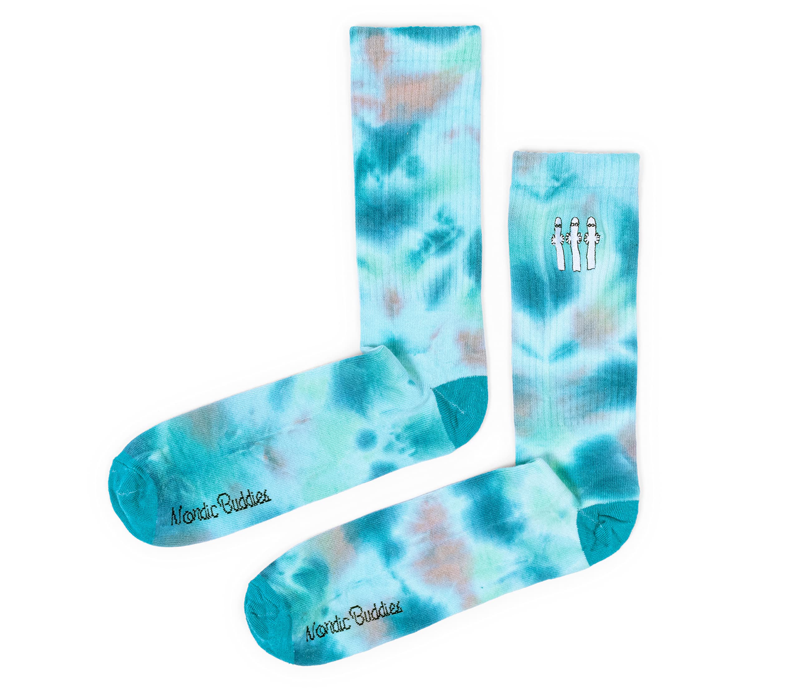 Nordicbuddies Unisex Multicolor Hattifatteners Tie Dye Men's Moomin Socks, Turqoise/Blue, Eu40-45