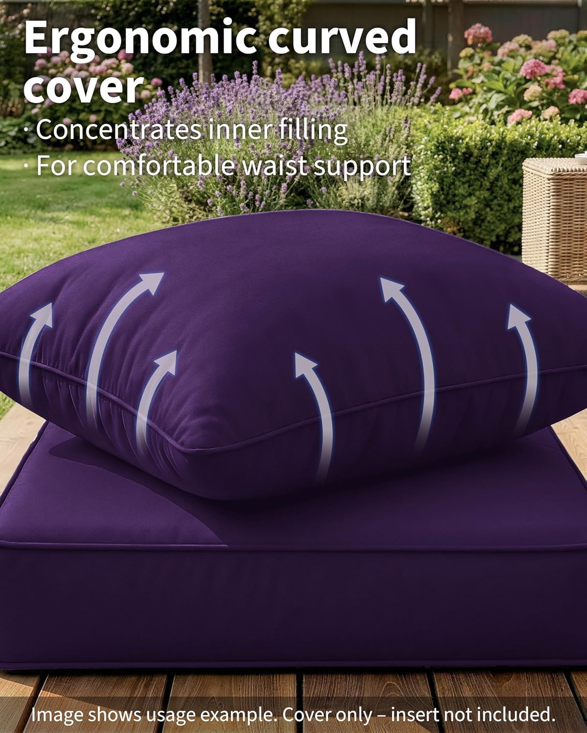 Thick Outdoor Back&Seat Cushion Covers 24×24×4in 6Pcs for Patio Furniture with Zipper Closure and Handle, Waterproof Replacement Slipcover for Garden Rattan Chair Sofa, Purple