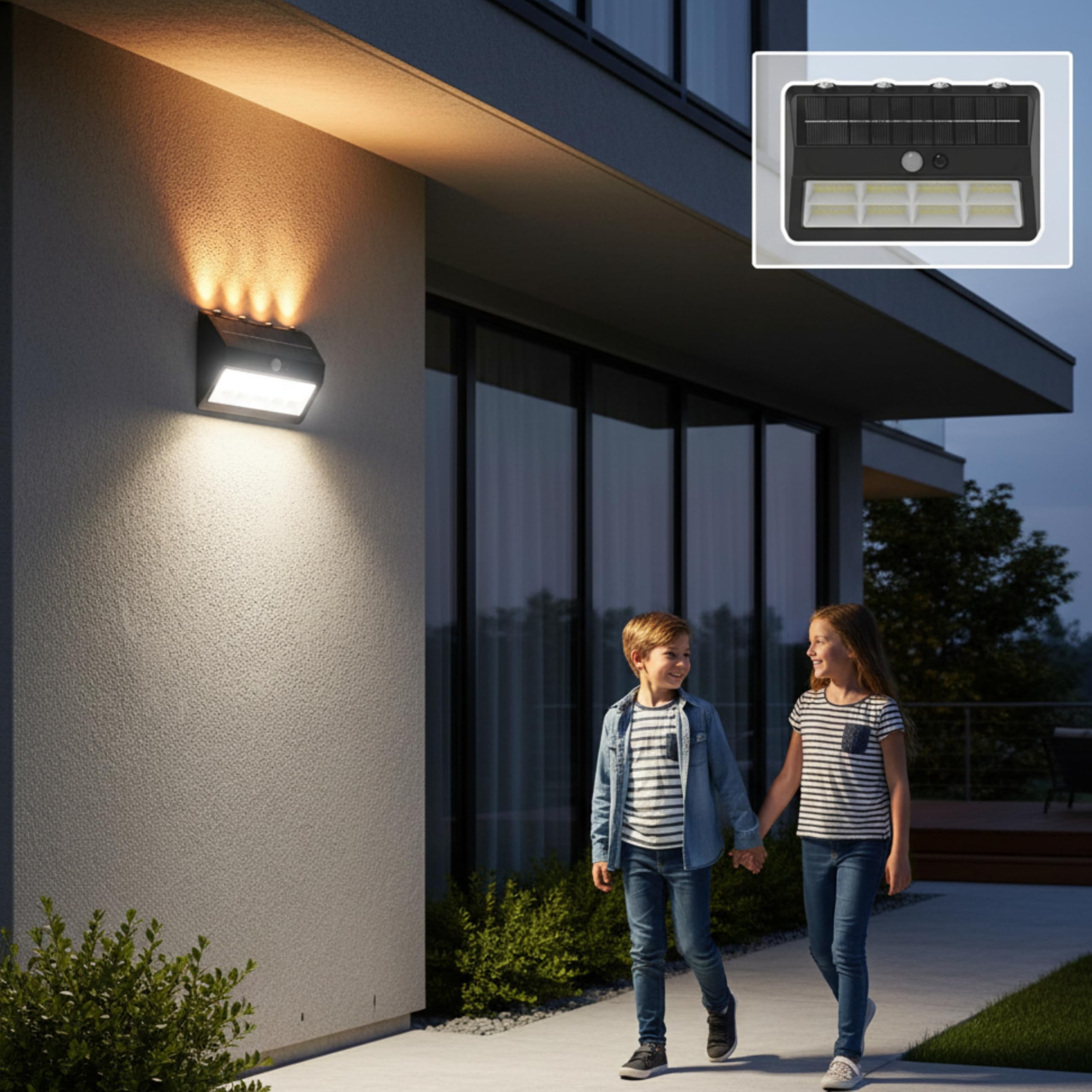 Homehop Solar Light Outdoor Home Garden Automatic Wall Motion Sensor | Solar Wall Light Outdoor Waterproof Wireless Security Night Lamp for Balcony, Pathway, Yard, Patio and Driveaway(1800mAh-ABS)