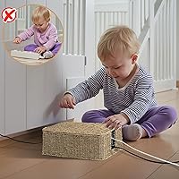 Vista 8 de StorageWorks Caja de Gestión de Cables, Organizador de Cables de Mimbre de 2 Ranuras para Ocultar Cables y Regleta de Energía, Caja Ocultacables