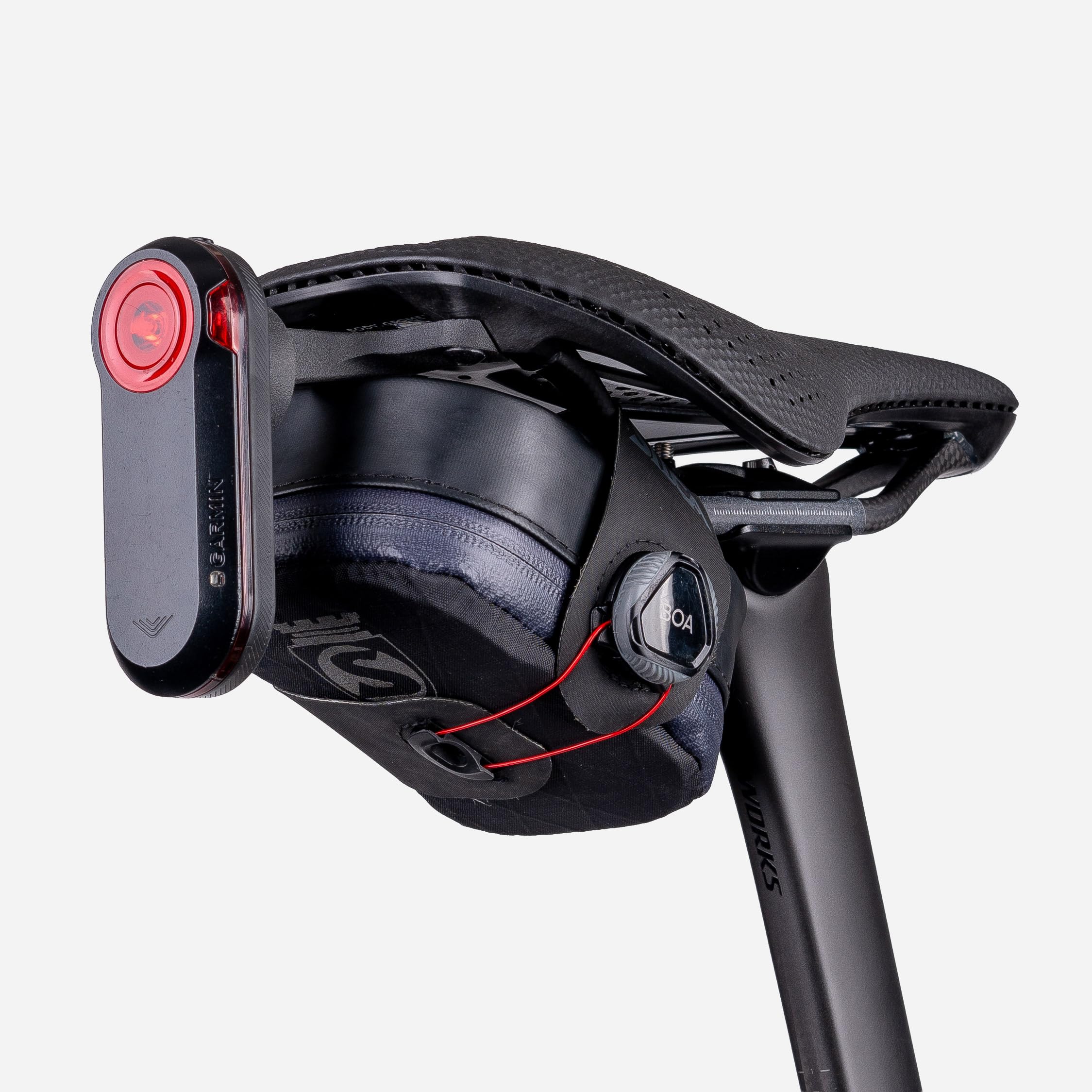 Fahrradzubehör - Sattelhalterung - für Specialized SWAT/S-Works Sattel, Kompatibel mit Garmin Varia 515, Größe M