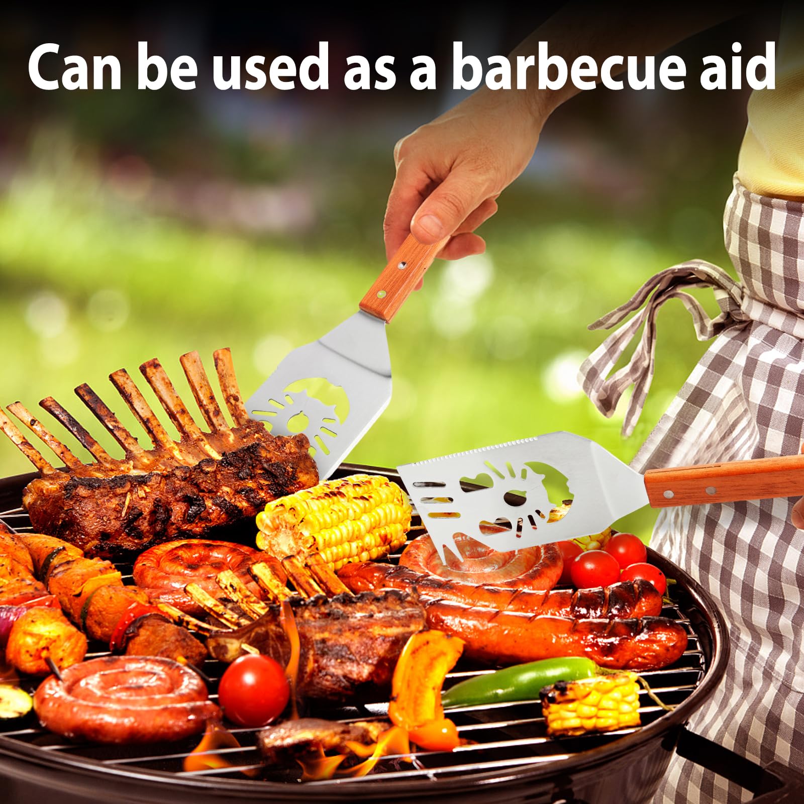 Spatule Barbecue 7 en 1, Ustensiles Barbecue Innovant pour Camping en Plein Air