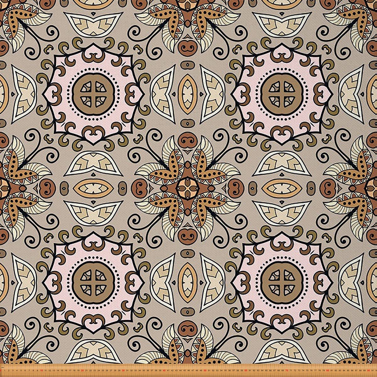 Boho Mandala Fabric by The Yard,Bohemian Exotic Floral Upholstery Fabric for Chairs Sofa,Exotic Tribal Outdoor Fabric Waterproof,Fabric,3 Yards,(L276*W150cm) Light Brown