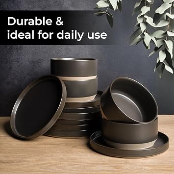 MIAMIO - Plate Set/Set of 4 Ceramic Side Plates - Sierra (Basalt)