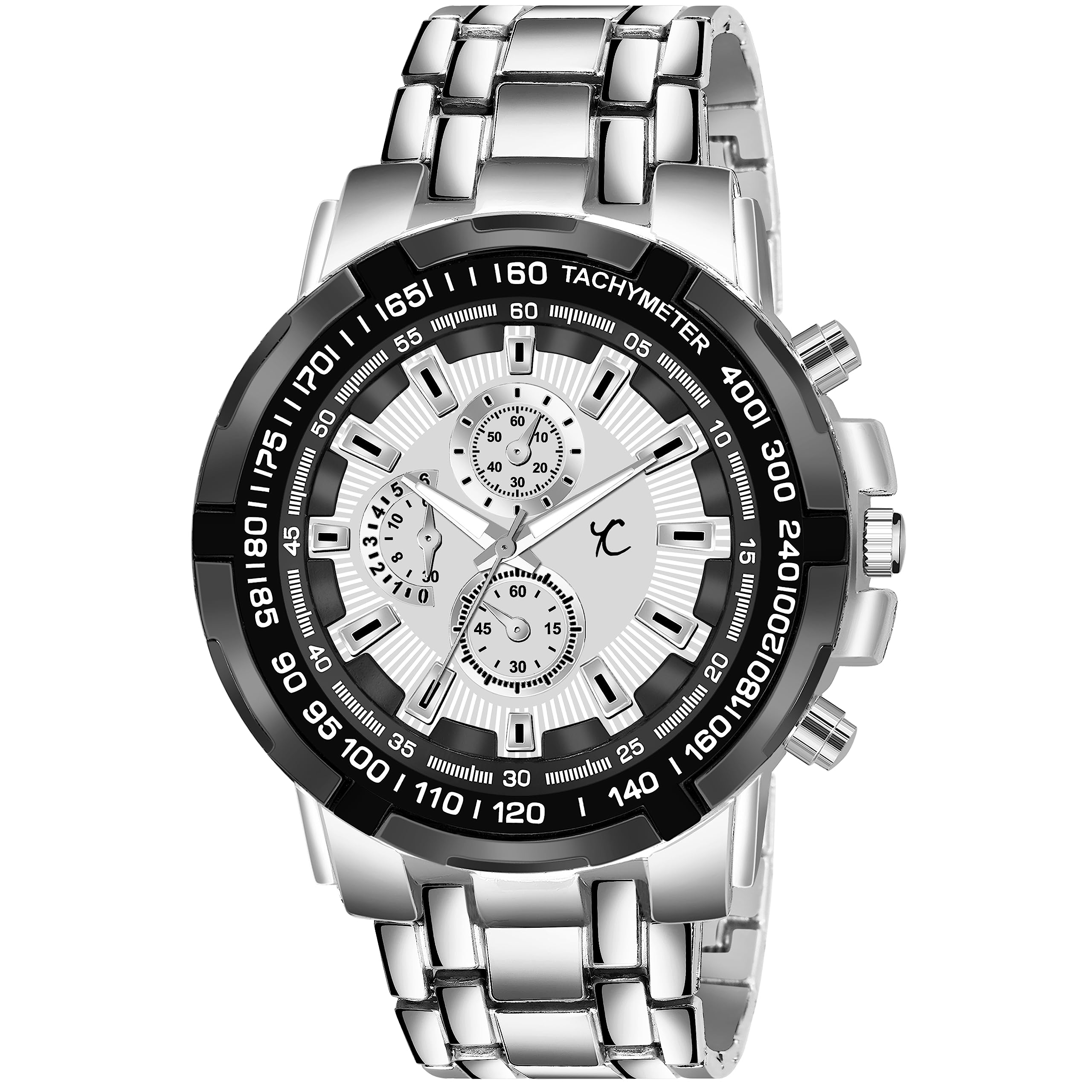 YOUTH CLUBStainless Steel Chrono Display Beautiful Design Men Analog Watch Silver