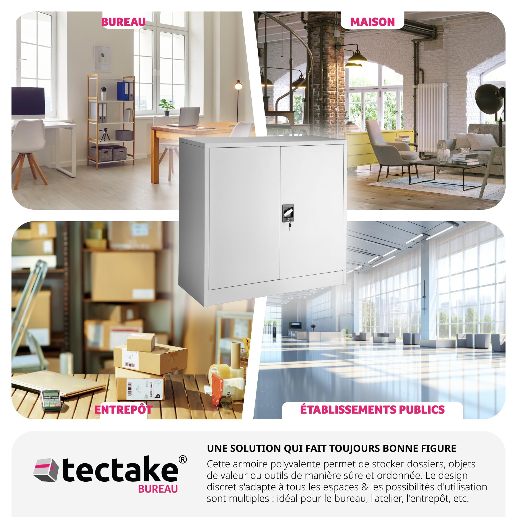tectake 800412 Armoire de Bureau Metallique Verrouillable avec Étagères - diverses Tailles au Choix (90x40x90 cm | No. 402486)