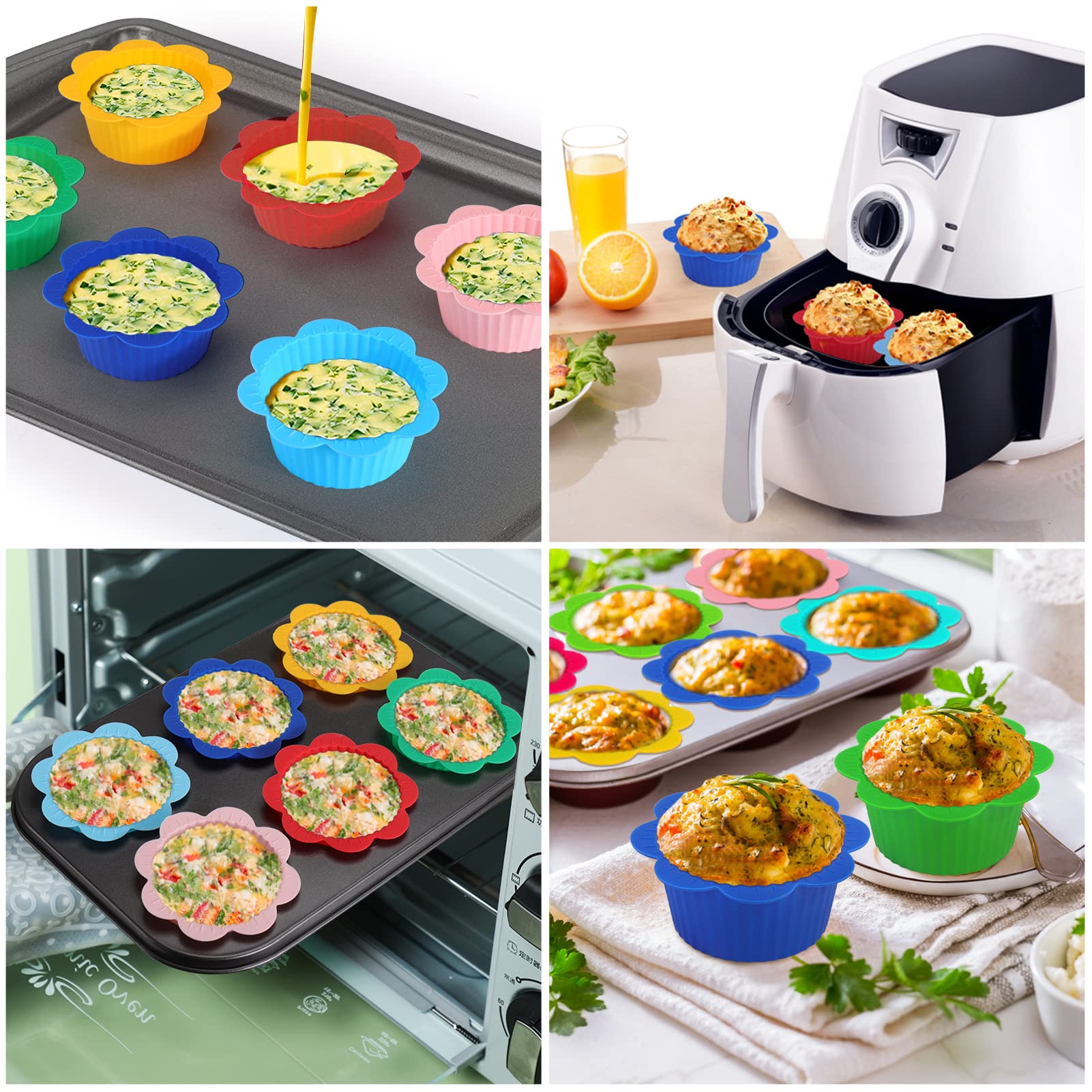 Tacken 24-Pack Silicone Cupcake Liners - Reusable, Non-Stick, Dishwasher Safe Baking Cups (Standard Size, Assorted Colors) - View #8