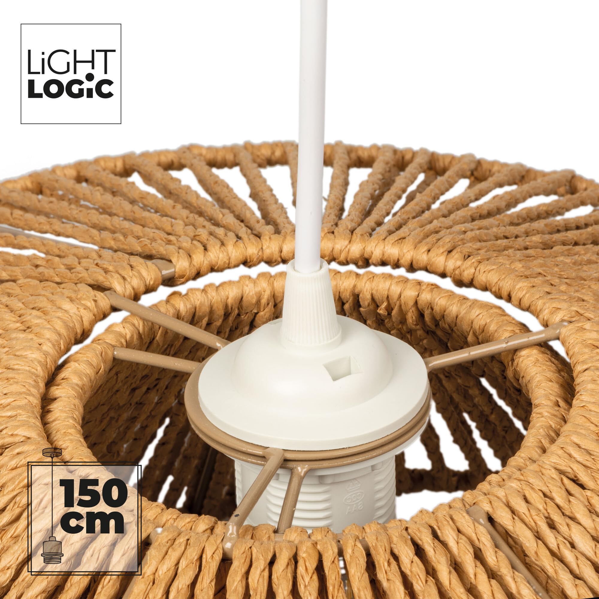 Boho Deckenlampe Hängend, Esszimmerlampe mit E27 Fassung und Lampenschirm Boho, Pendelleuchte für Wohnzimmer und Schlafzimmer, model ARILAS
