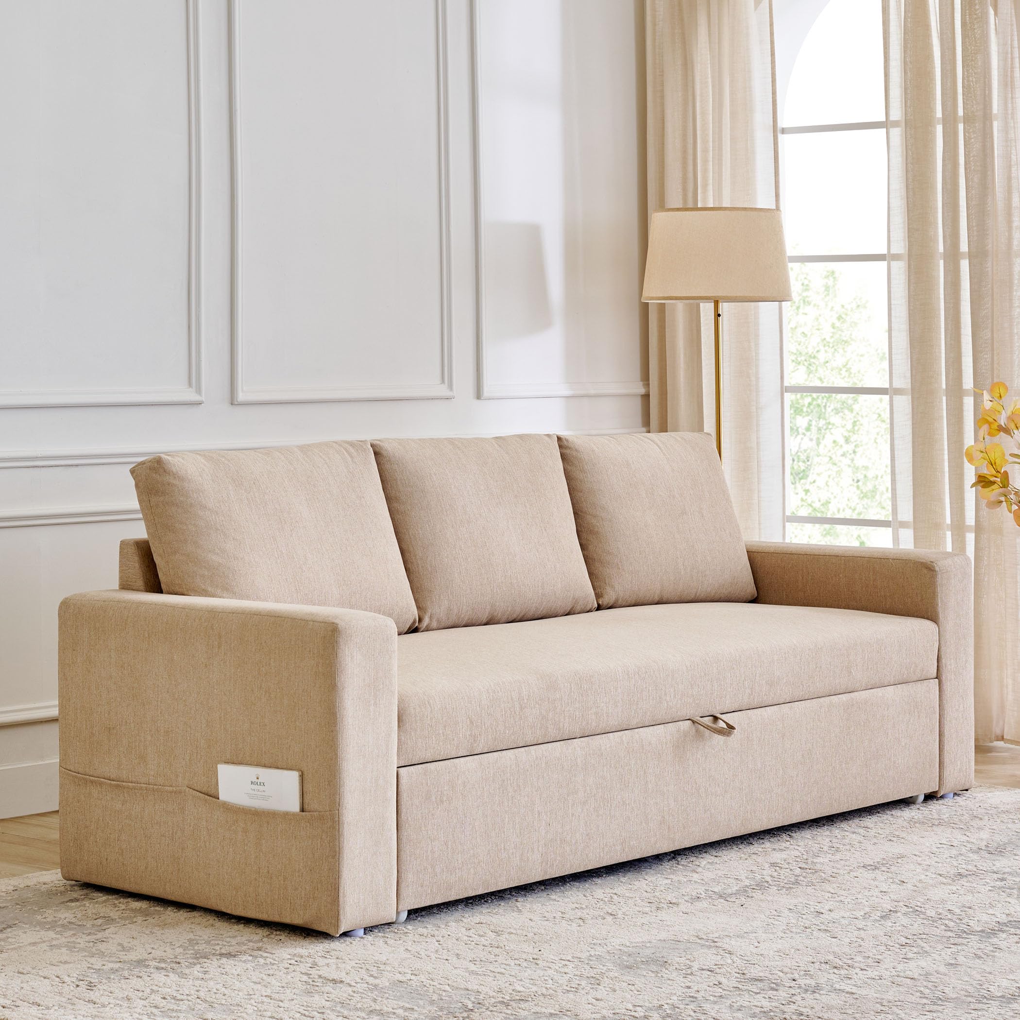 Home Centre Sofa Cum Bed Sofa Seater Helios Woodland Fabric Sofa| Fabric Sofa| (Beige) |1 Year Warranty-image-42