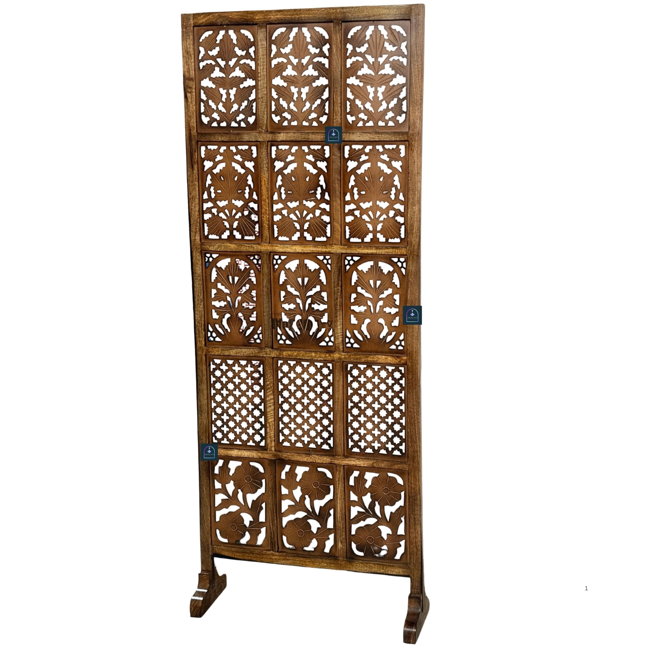Urbane Crafts Wooden Room Partition/Screen/Room Divider/Room Separator Burnt Wood Finish (Hand Buffing) Frame Traditional Handicrafts 6Ft Height (30 Inches Width Single Panel)-image-39