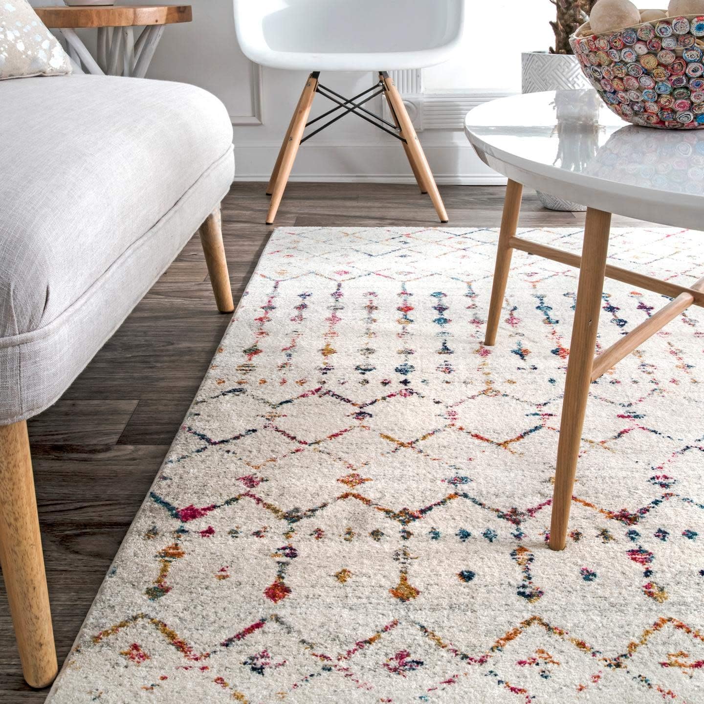 nuLOOM 3x5 Moroccan Blythe Area Rug, Light Multicolor, Faded Bohemian Design, Stain Resistant, For Bedroom, Dining Room, Living Room, Hallway, Office, Kitchen, Entryway