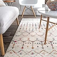 Vista 157 de nuLOOM 2x8 Alfombra de Área Blythe Marroquí, Negro y Blanco, Diseño Bohemio Desvanecido, Resistente a Manchas, Para Dormitorio, Comedor, Sala