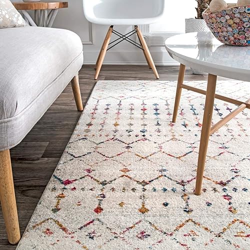 Miniatura 157 de nuLOOM 2x8 Alfombra de Área Blythe Marroquí, Negro y Blanco, Diseño Bohemio Desvanecido, Resistente a Manchas, Para Dormitorio, Comedor, Sala