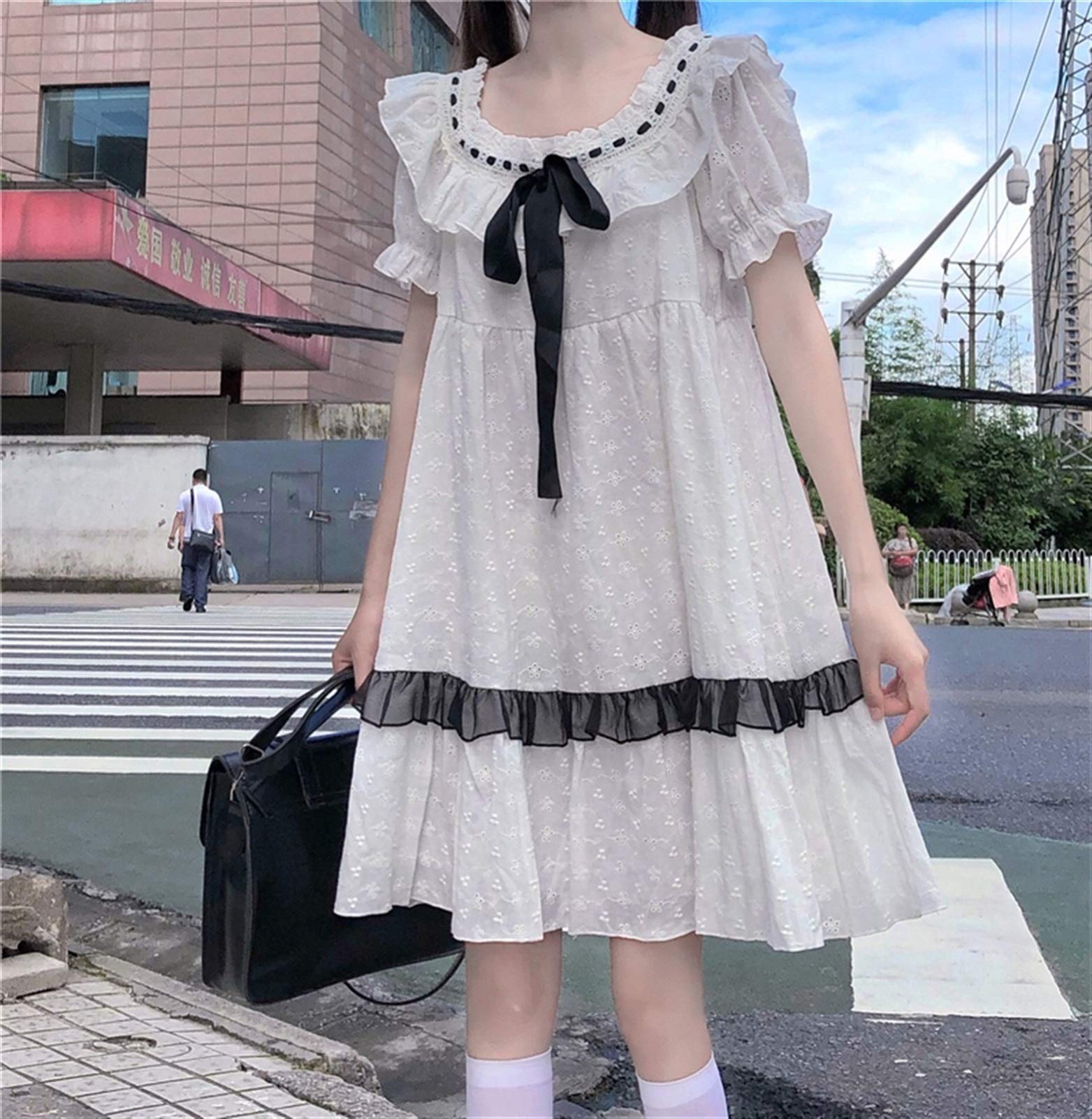 Rpaio Lolita Dress Streetwear Shirt Pure Loli Skirt Summer Japanese  Stitching Bow Sweet Lolita Dress Women Tea Party Victorian Princess Lolita  Fairy (Color : White): Buy Online at Best Price in UAE - Amazon.ae