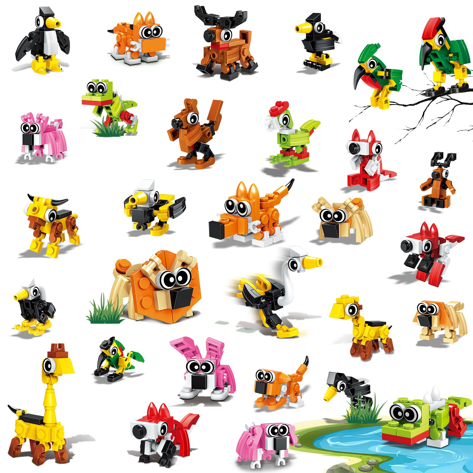 TWERF Party Favor for Kids - 30 Pack Mini Animals Building Blocks Set for Goody Bags Stuffers Classroom Prizes Valentines Treat Easter Basket Birthday Return Gifts for Boys Girls Age 6-12+