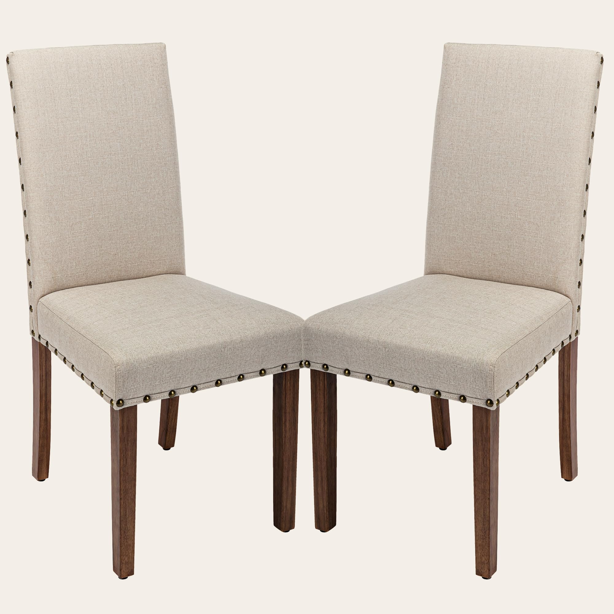 Parsons Kitchen Dining Chair Set Room Modern Upholstered Stylish Fabric High Back with Nailhead Trim