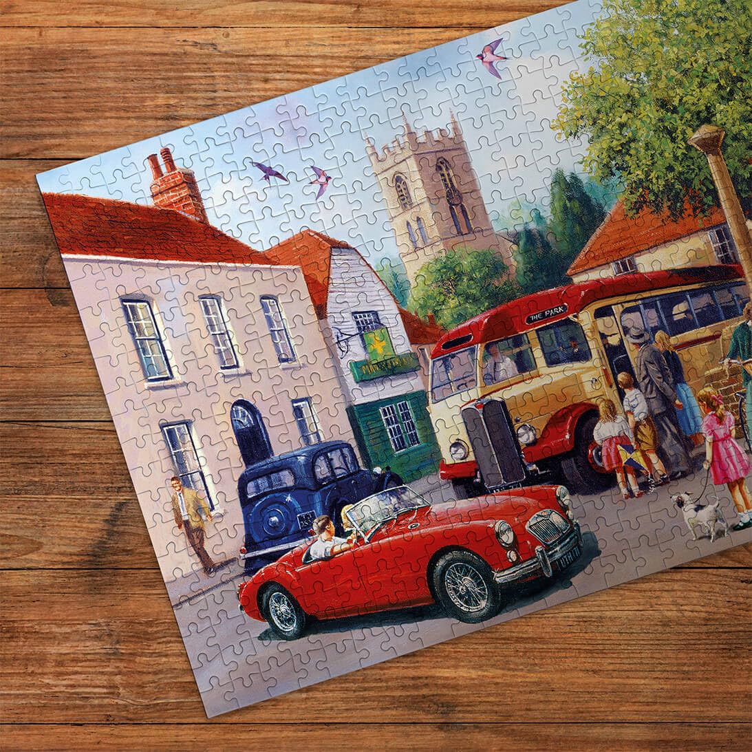 Gibsons Touring the Town 500 Piece Jigsaw Puzzle for Adults, Classic British Motoring Scene by Kevin Walsh - Image 3