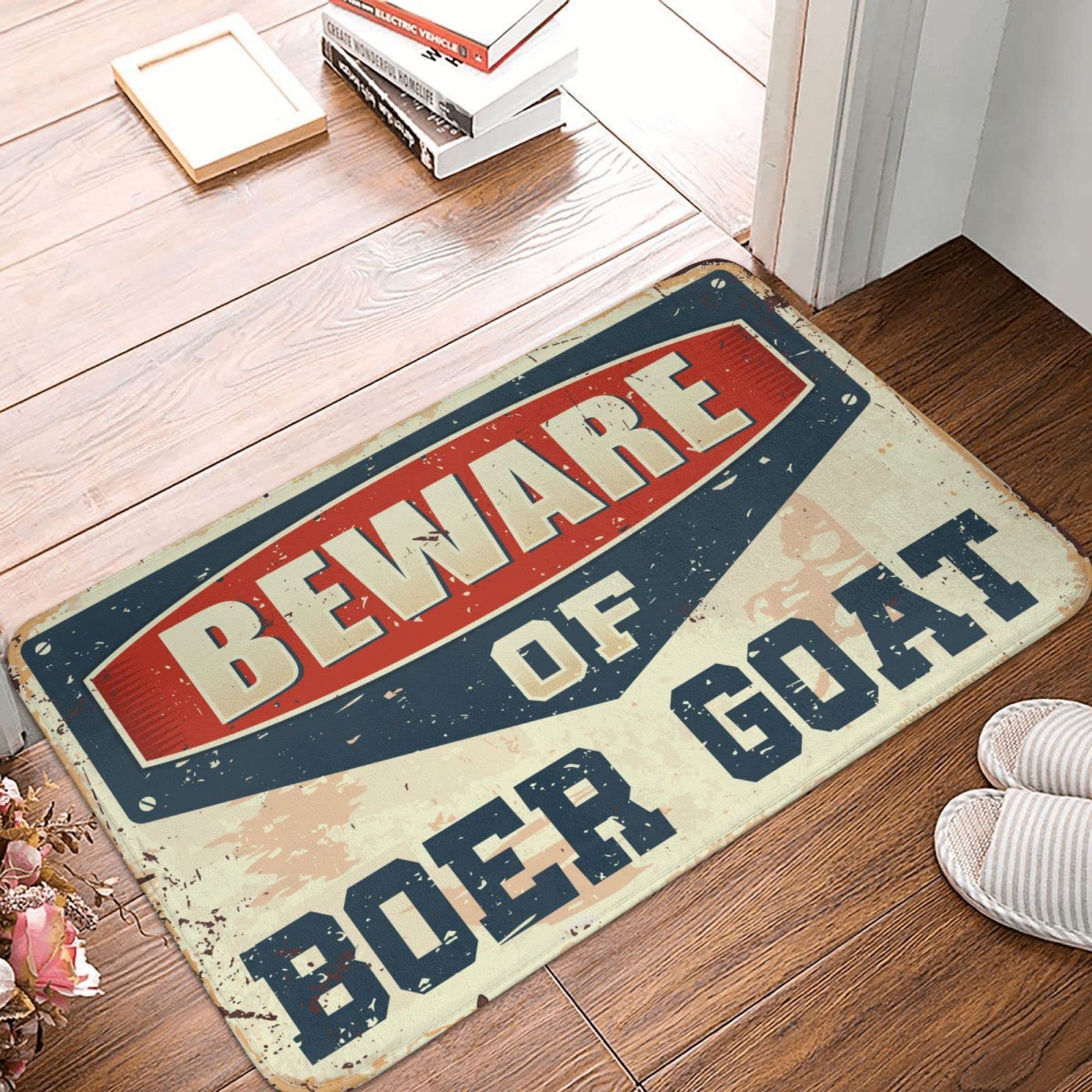 Tapis antidérapant Beware of Boer pour habiller l'entrée de la maison de campagne