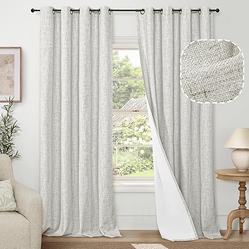 Miniatura 103 de Cortinas opacas de lino de 40 pulgadas de largo para ventana corta de cafetería, cortinas de arpillera con aislamiento térmico, bloqueo de luz