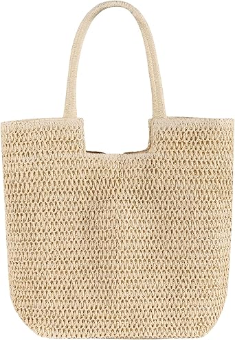 WantGor Straw Beach Bags, Women Summer Woven Tote Bag Large Boho Handbags
