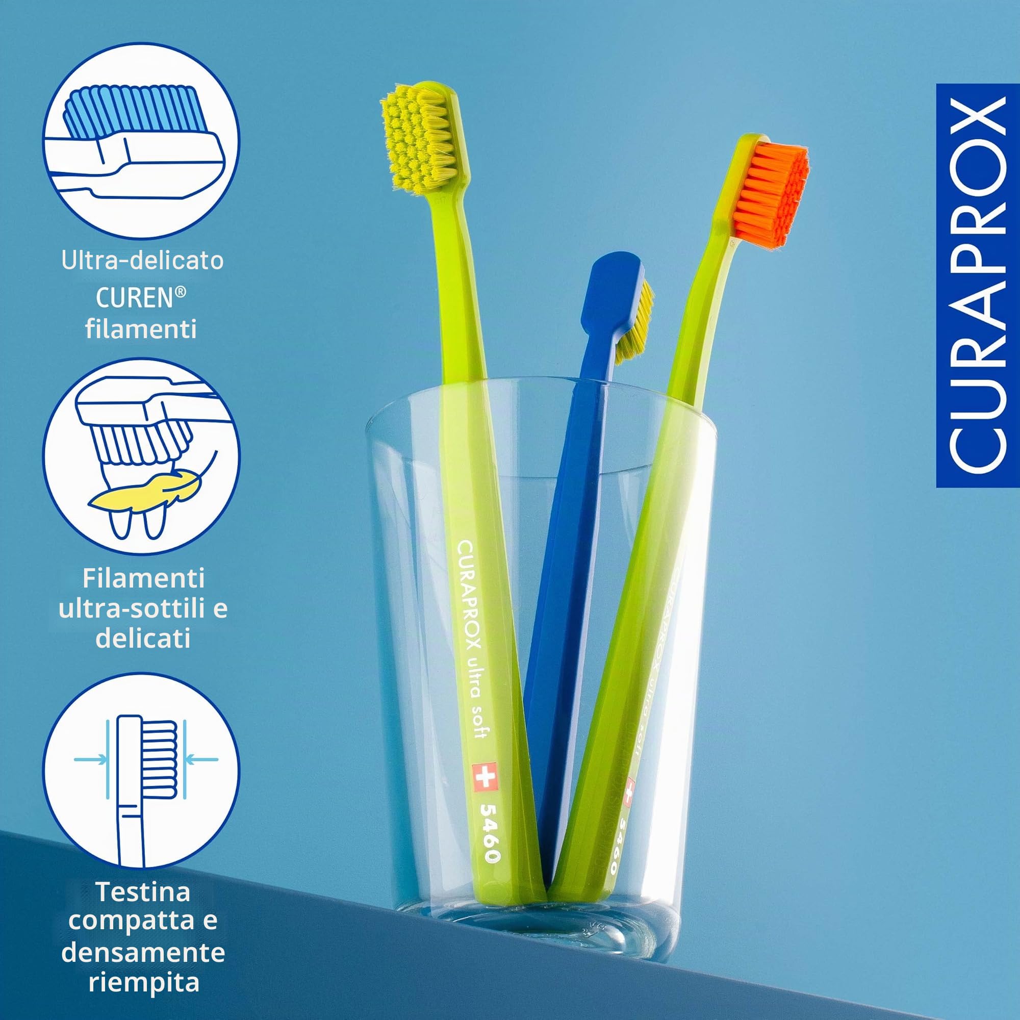 Curaprox CS 5460 Spazzolino ultra-morbido Gomma per adulti e cura dei denti Setole Curen pulizia delicata