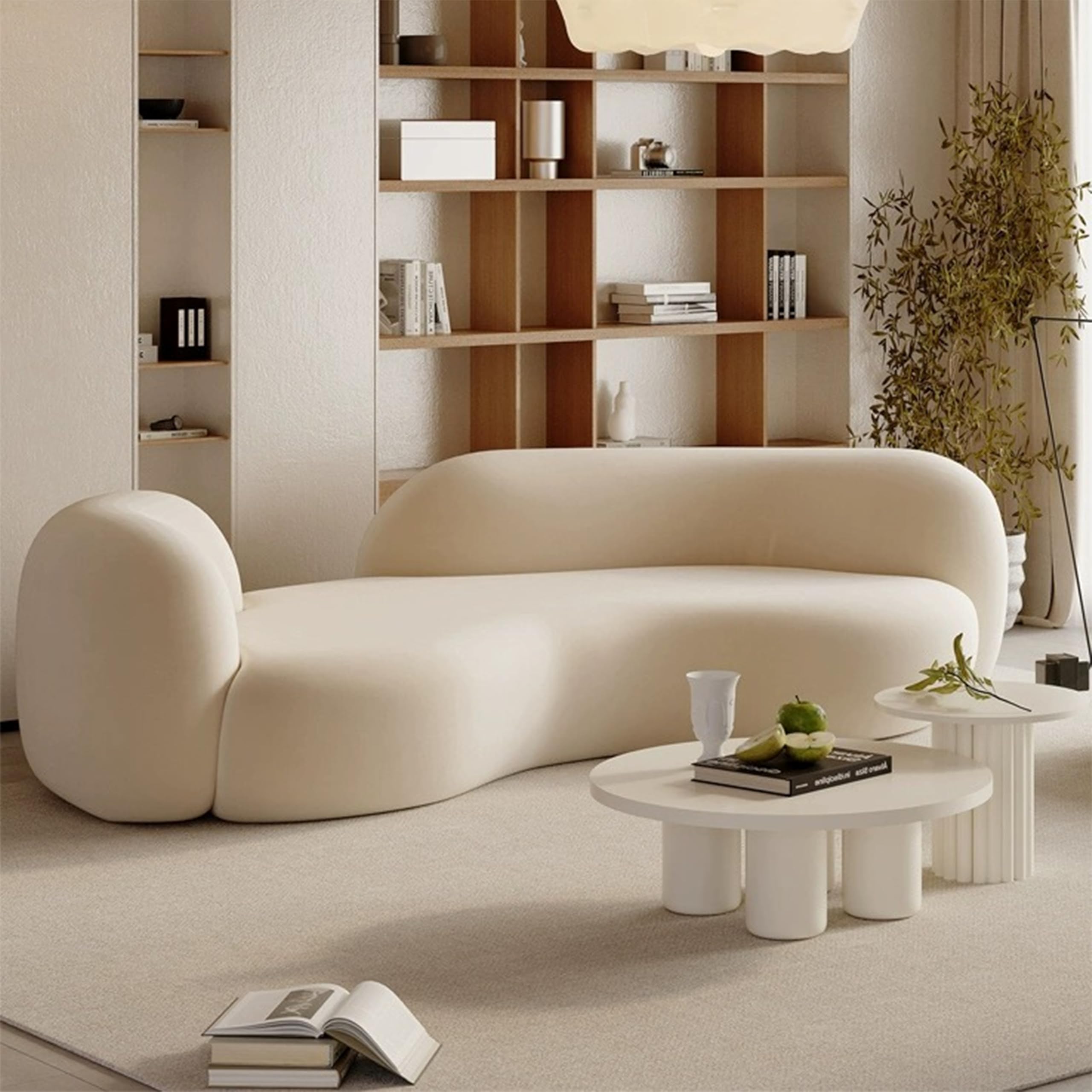 NIBEMINENT Sofa,Sofa Set,Sofa Sets for Living Room,Sofa Bed Furniture,Sofa Chair,Fabric Sofa 2 Seater Sofa with 2 Pillows for Living Room,Office,Party(White 170x100x65cm)