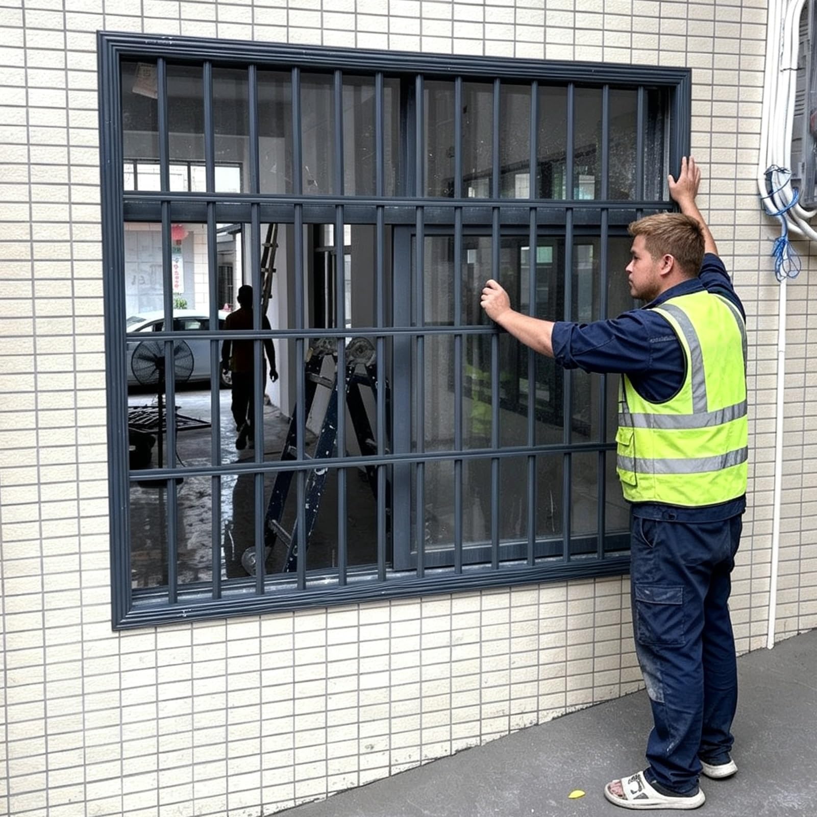 Inferriate per Finestre Grata di Sicurezza Fissa in Alluminio per Finestre, Sistema Anticaduta | Grata di Sicurezza per Finestre (uso Interno/Esterno), Telaio con Zanzariera per Finestre Hotel(33x63in/85x160cm)