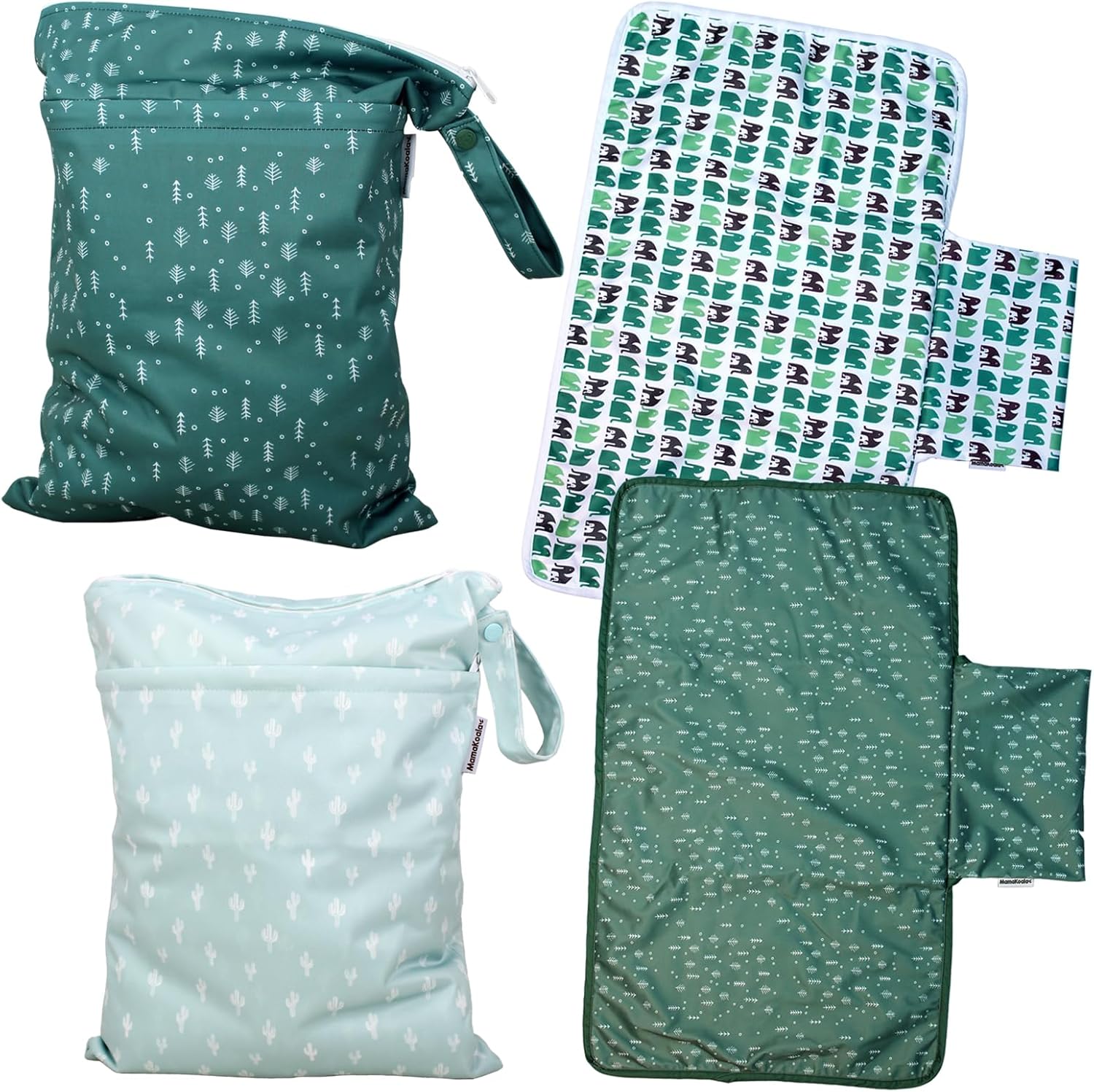 Mama Koala 2 Pack Waterproof Wet Dry Bags,with 2 Pack Changing Pad Liners