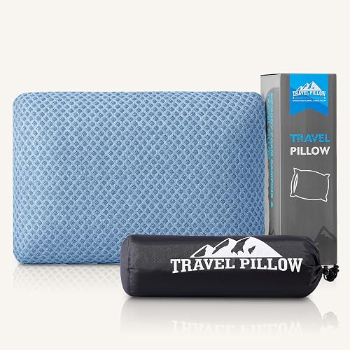 PEUJEW Memory Foam Travel Pillow (Blue, S)