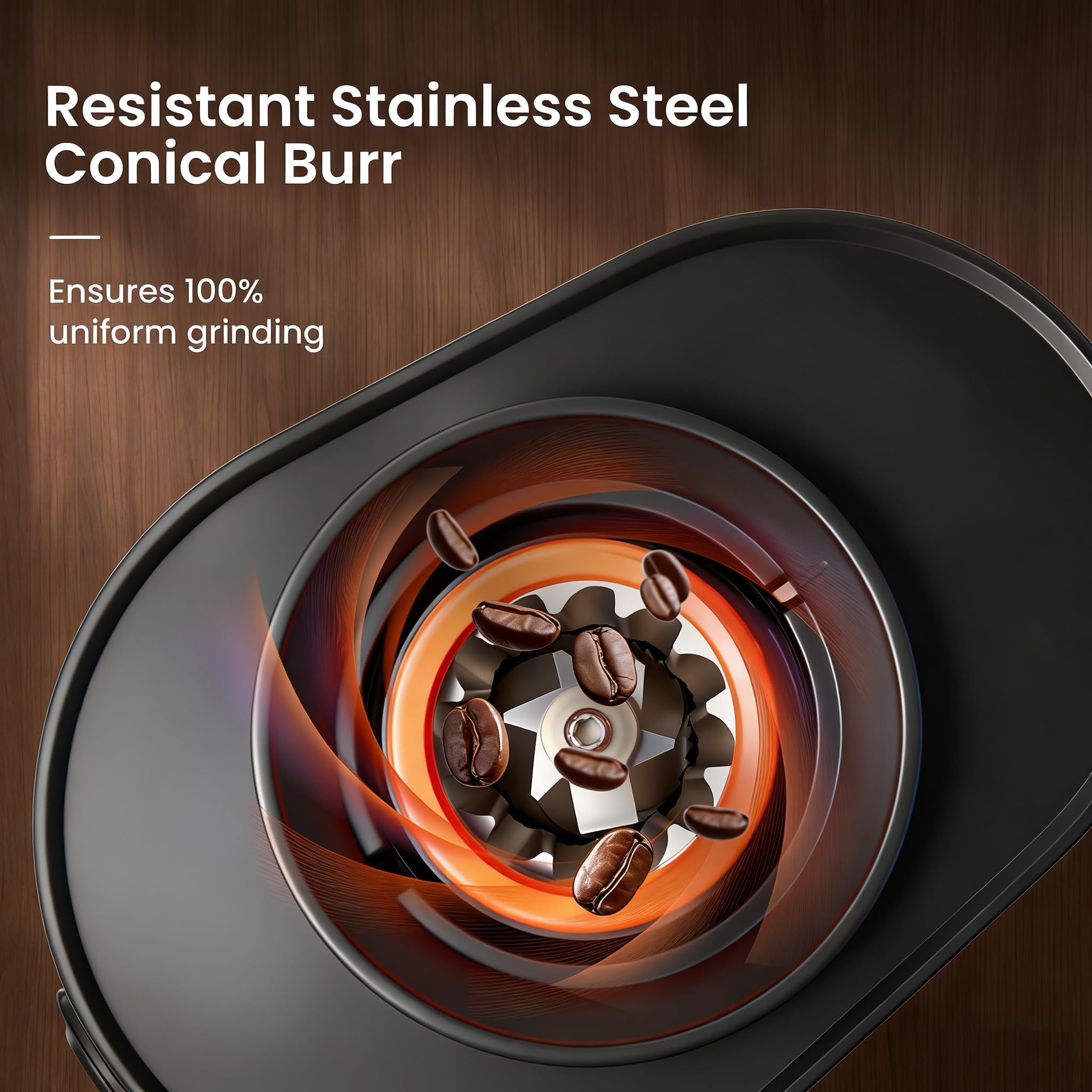 Coffee Grinder, Electric Burr Coffee Grinder with Conical Burr, Coffee Bean Grinder Electric with 38 Grind Settings for Espresso & French Press, Black