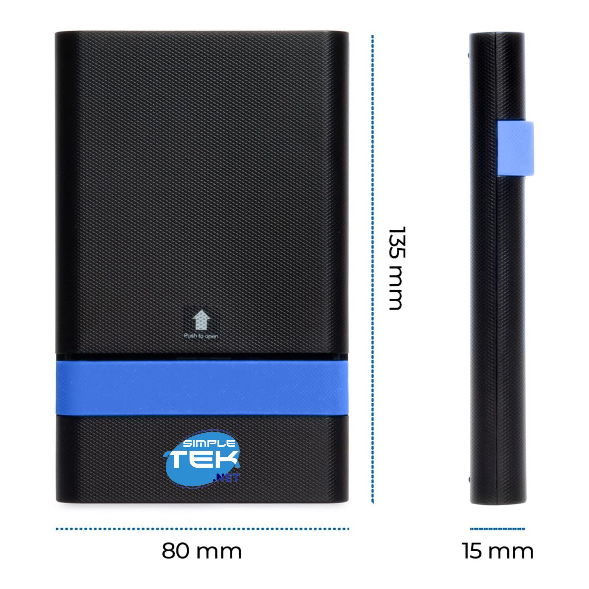 SIMPLETEK - Festplatte 1TB SATA III + Externes Gehäuse 2,5" USB 3.2 Gen1, GS-15U3, 20cm Kabel, 6Gbps (Generalüberholt)