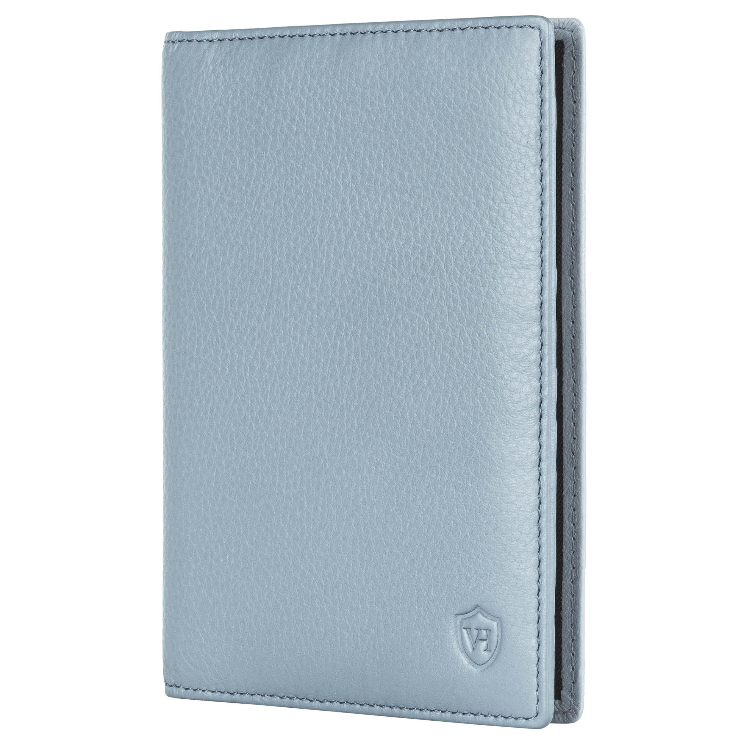 VON HEESEN® Reisepasshülle Leder Etui mit RFID-Schutz - Passhülle Passport Reisepass Mappe Hülle Organizer - Reiseorganizer für Damen & Herren (Hellblau)